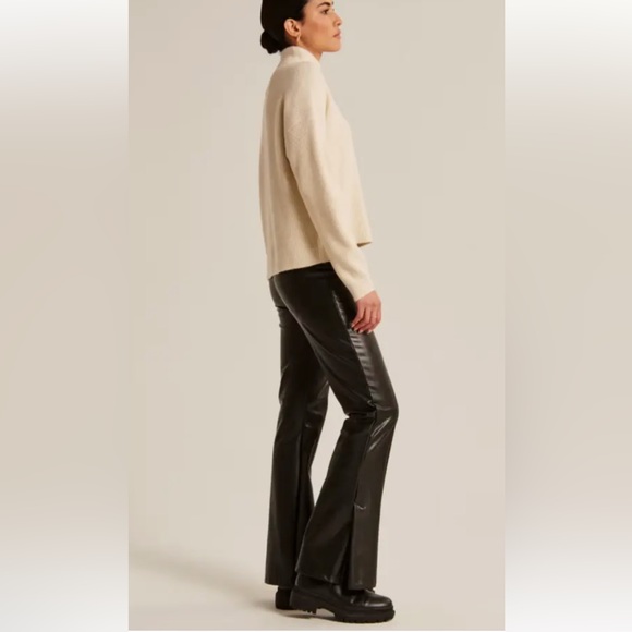 Abercrombie & Fitch Split Hem Vegan Leather Slim Flare Pants - Picture 2 of 2